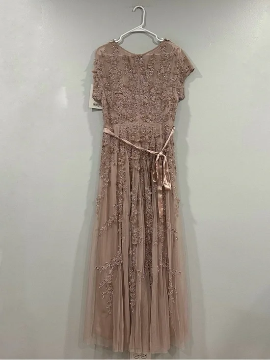Mac Duggal 14521 Pink Floral Embellished Cap Sleeve Gown sz 12